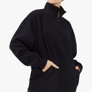 KUT & So 1/4 ZIP Fleece Top. NWT. Size Large. Black